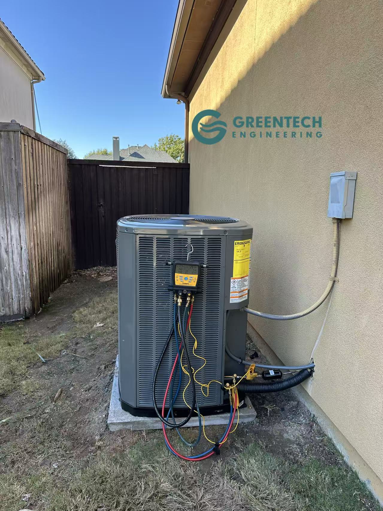 Technician performing HVAC Replacement in Plano TX with new Trane system